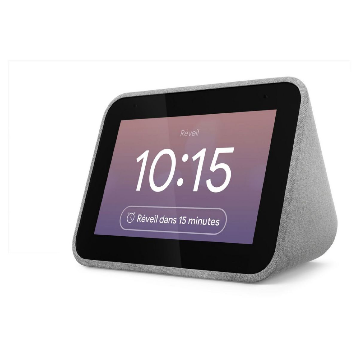 LENOVO Réveil Assistant vocal Smart Clock - Textile gris soft