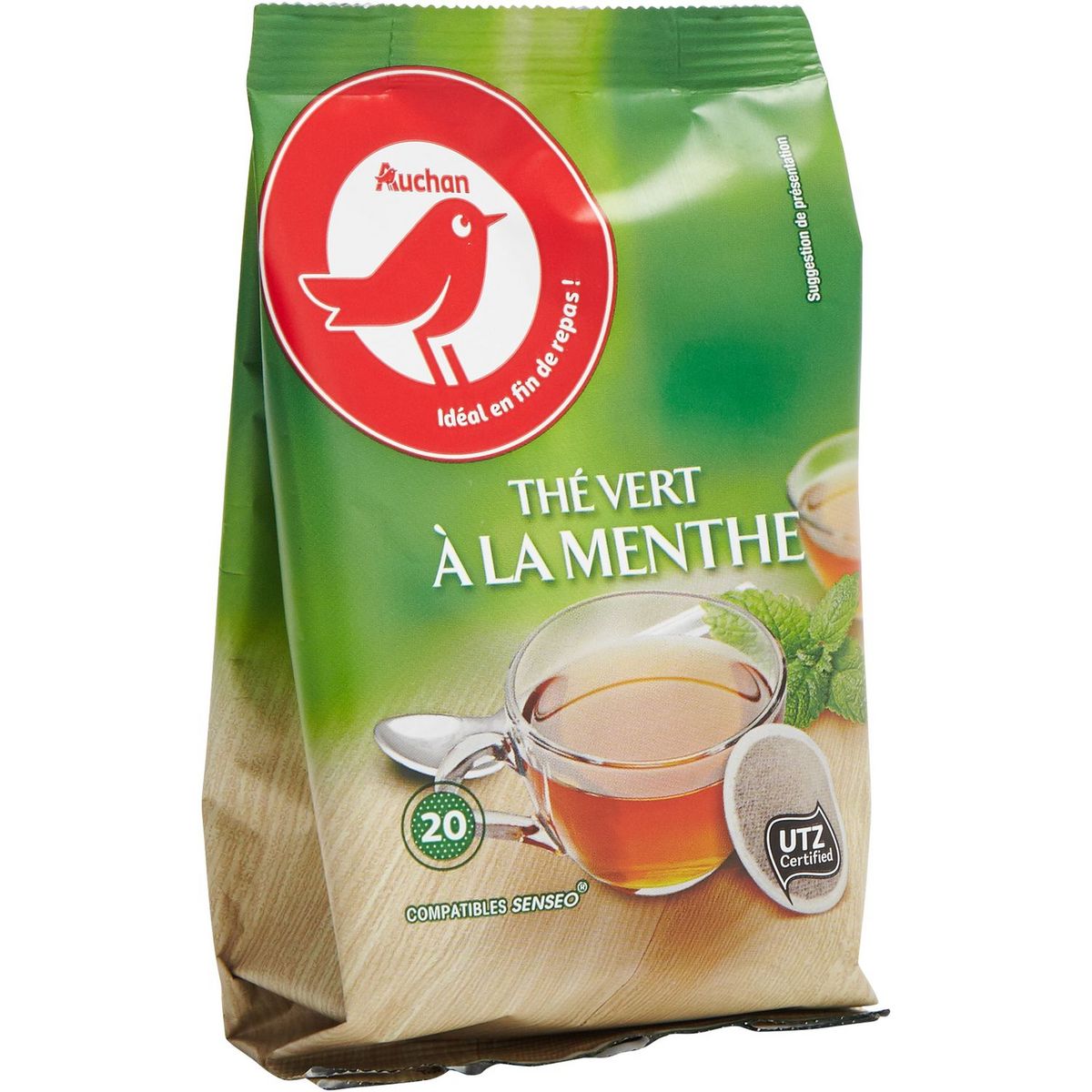 AUCHAN Thé vert à la menthe en dosette compatible Senso 20