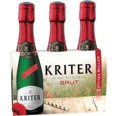 KRITER Vin effervescent brut bouteilles blanc de blancs pack 3X20cl 60cl