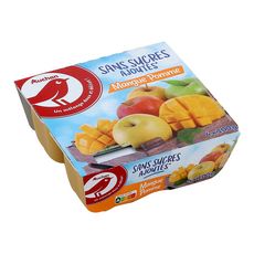 AUCHAN Purée de pomme et mangue sans sucre ajouté 4x97g