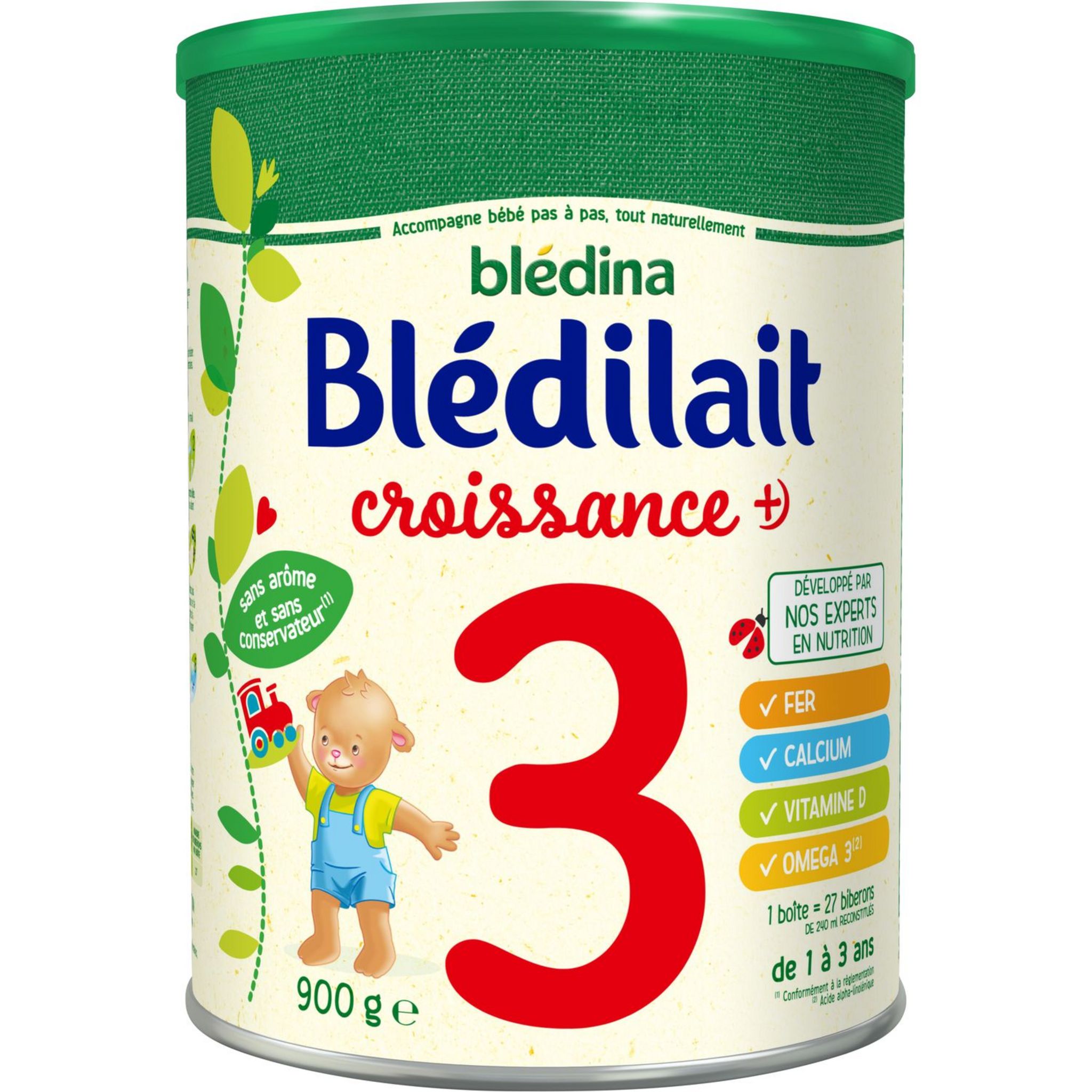 Blédina - Blédilait Croissance 3ème âge - Lait en poudre pour bébé - De 1 à  3 ans - Lot de 3x1,2kg : : Epicerie