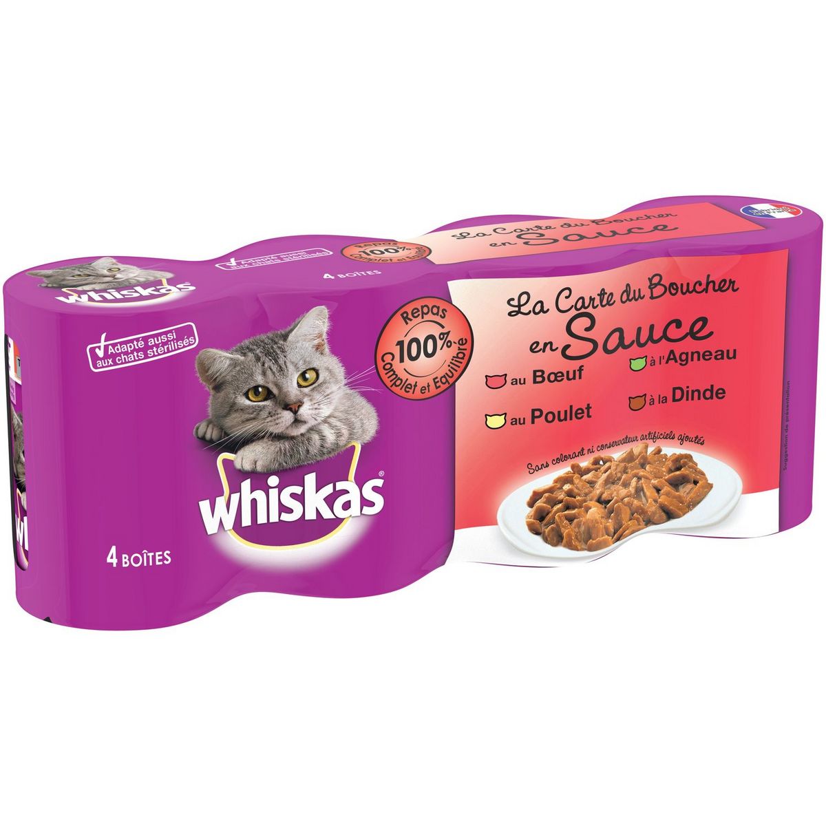 WHISKAS Whiskas la carte du boucher mijotés en sauce boîtes 4x400g 4X400g