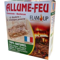 FLAM'UP Flam Up Allume feu en sachet chaminée & barbecue x12 12 sachets