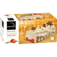 ERHARD Erhard Bûche glacée à la vanille et la fraise 650g 8-10 parts 650g