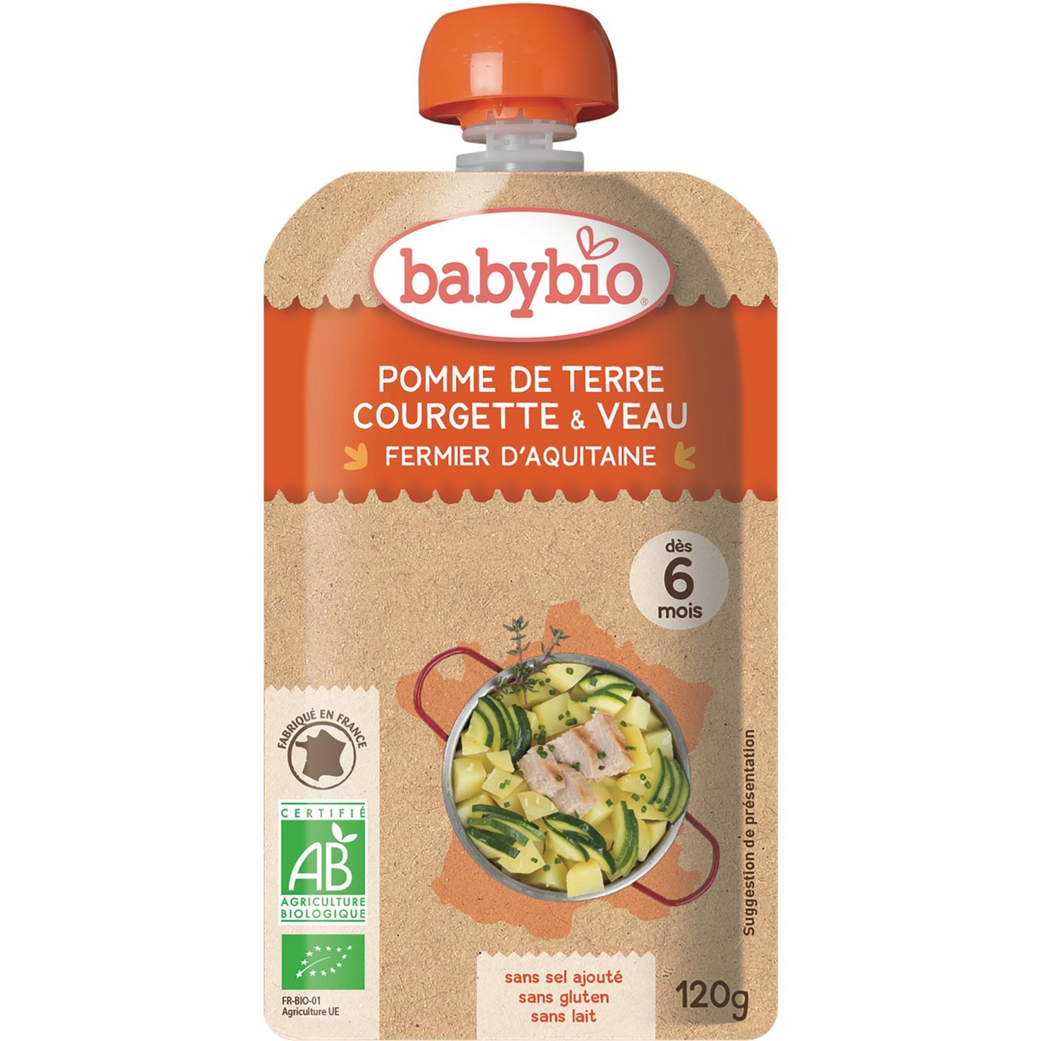 AUCHAN BABY BIO Gourde purée de fruits à la pomme bio dès 6 mois 4x90g pas  cher 