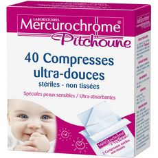 MERCUROCHROME Pitchoune compresses stériles ultra-douces 40 compresses