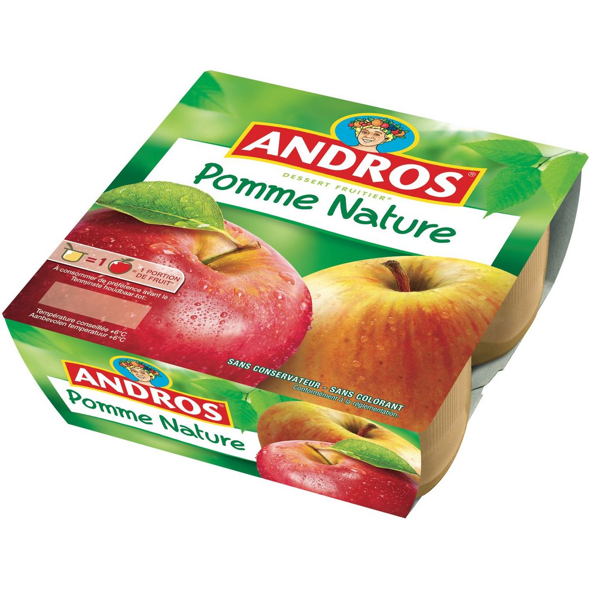 ANDROS Andros compote pomme nature 4x100g pas cher Auchan.fr