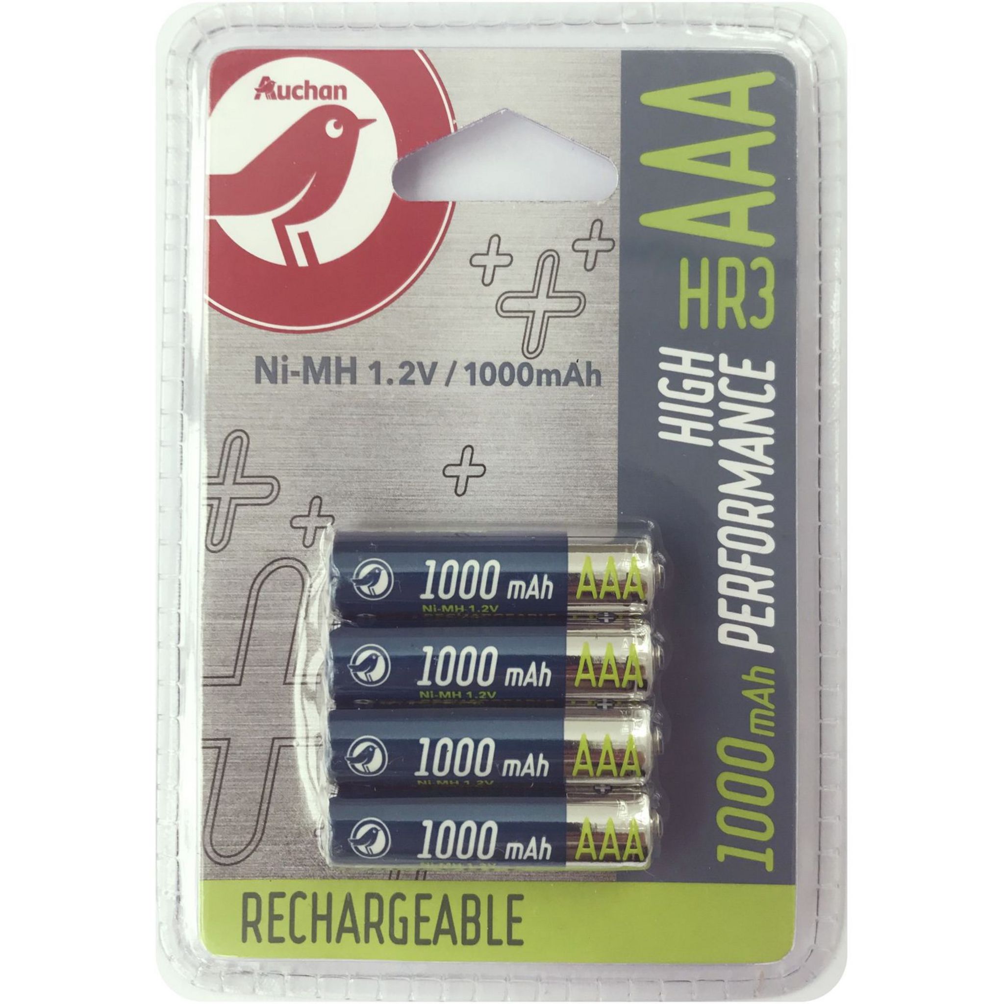 Lot de 4 piles rechargeables LR03/AAA 1.2V - Technologie NiMh