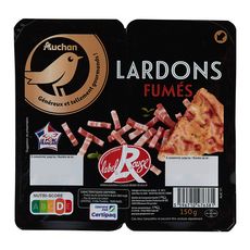 AUCHAN GOURMET Lardons fumés label rouge 2x75g