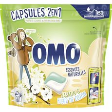 OMO Lessive capsules jasmin & fleur de coton 30 lavages 30 capsules