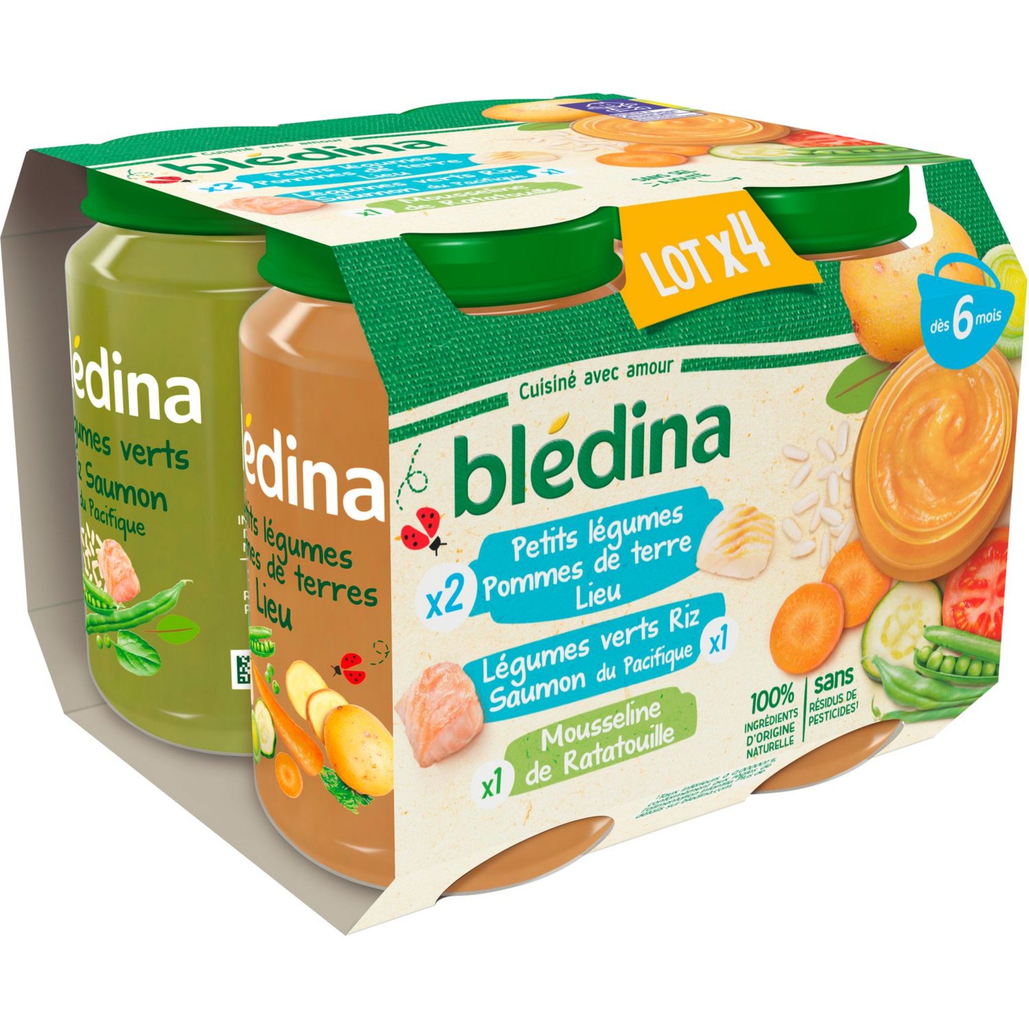 BLEDINA Petits pots viande légume poisson riz dès 8 mois 8x200g pas cher 