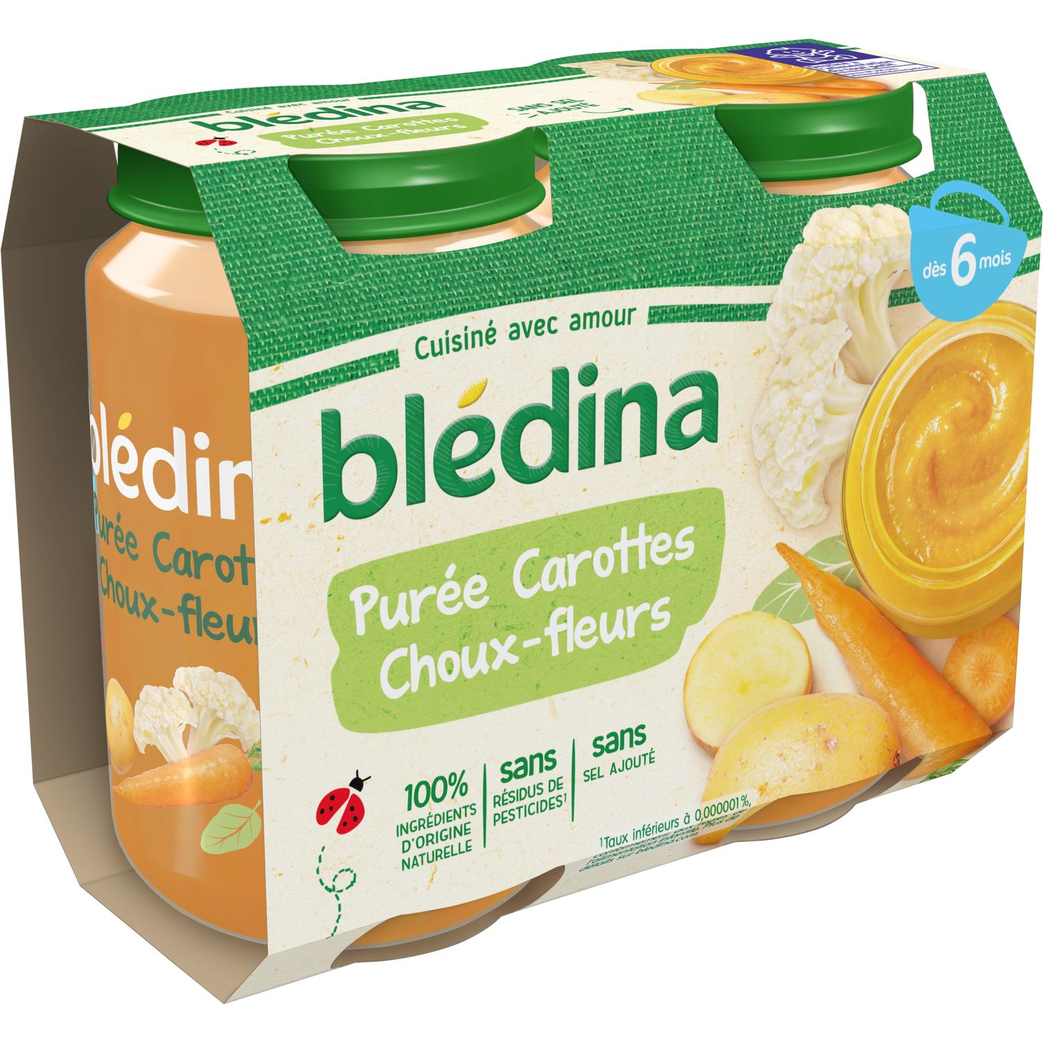 Bledina Petit Pot Puree Carottes Choux Fleurs Des 6 Mois 2x0g Pas Cher A Prix Auchan