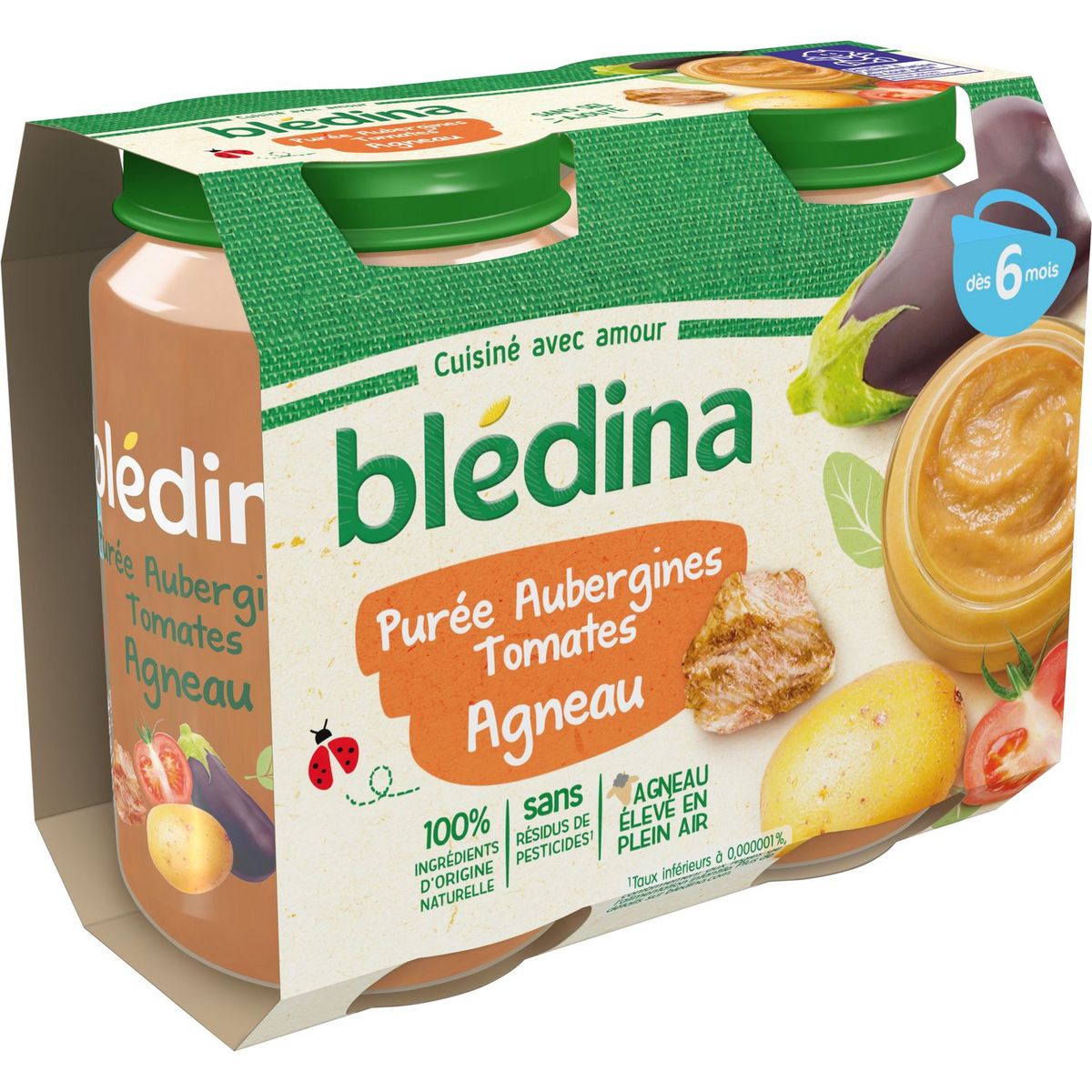 Bledina Bledina Petit Pot Puree Aubergines Tomates Et Agneau Des 6 Mois 2x0g 2x0g Pas Cher A Prix Auchan