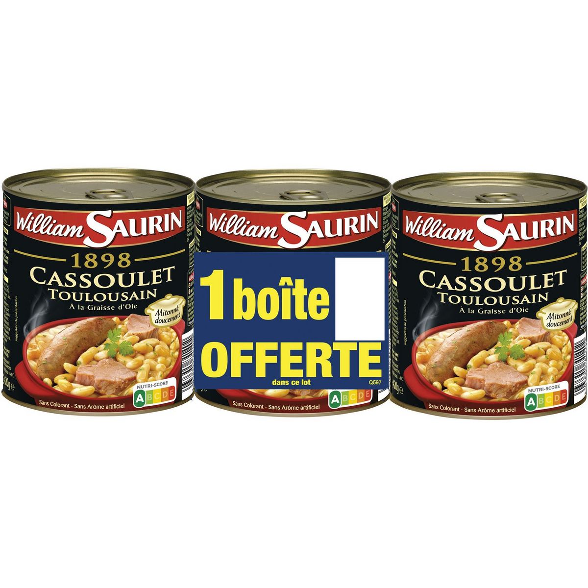 WILLIAM SAURIN Cassoulet 2 boîtes + 1 offerte 2,52kg pas cher Auchan.fr