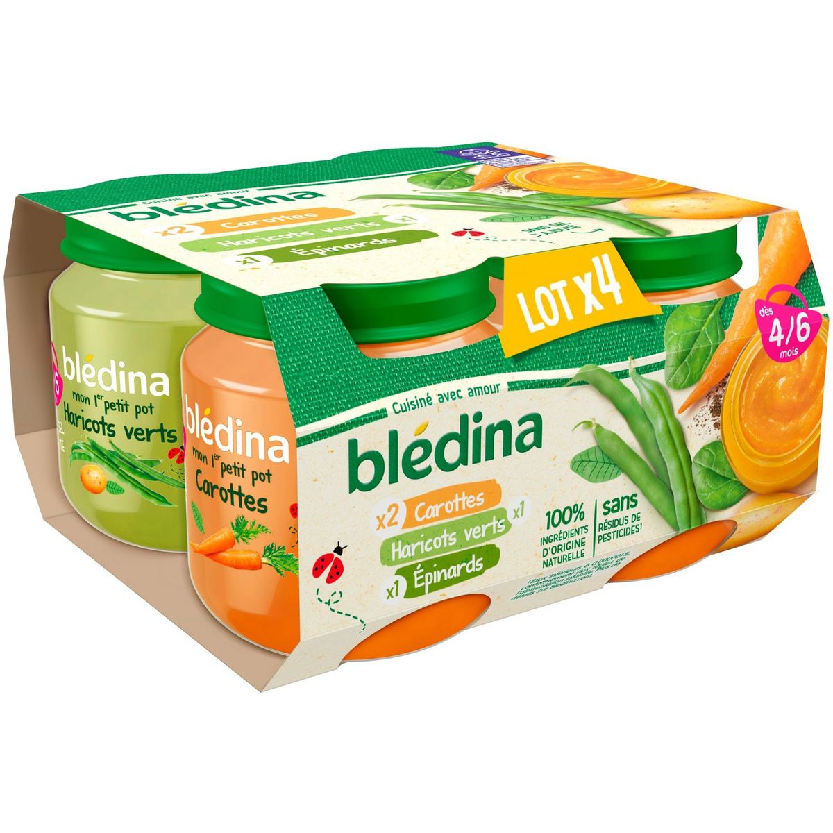 Bledina Bledina Mon 1er Petit Pot Epinard Carotte Haricot Vert Des 4 Mois 4x130g 4x130g Pas Cher A Prix Auchan