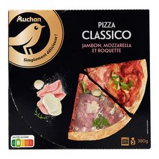 AUCHAN GOURMET Pizza classico jambon, mozzarella et roquette 380g