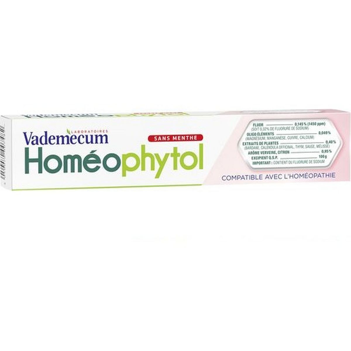VADEMECUM Dentifrice homéophytol sans menthe 75ml pas cher Auchan.fr