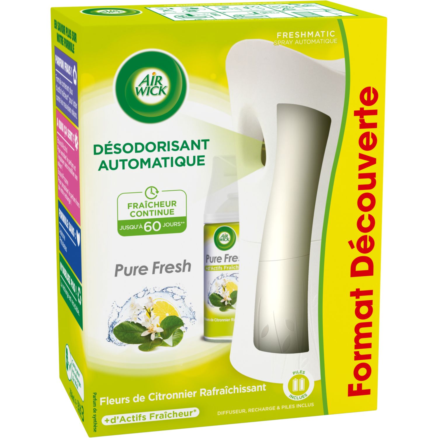 AIR WICK : Pure Fresh - Diffuseur automatique avec recharge citron -  chronodrive