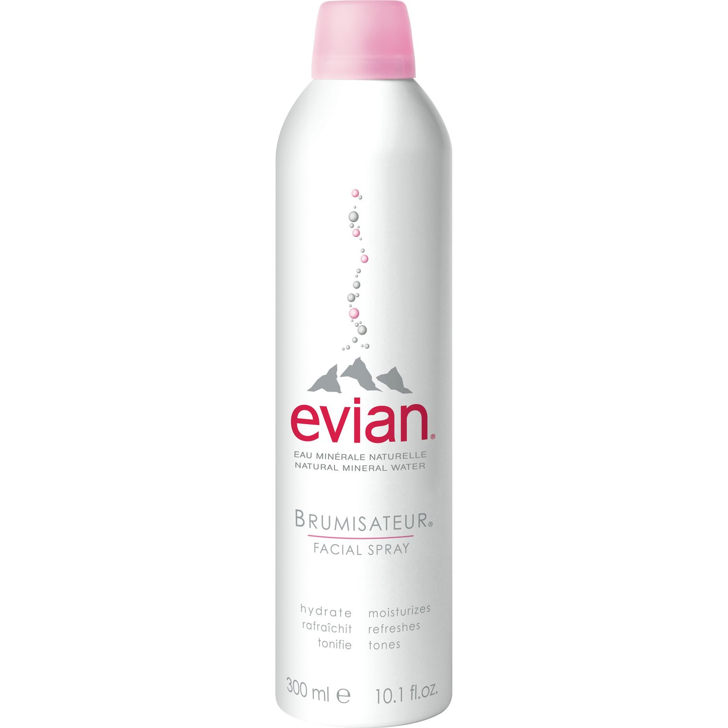 Brumisateur Evian, hydrate, rafaîchit, tonifie, eau minérale naturelle