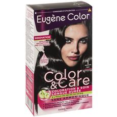 EUGENE COLOR Color & Care coloration & soin longue durée sans ammoniaque 1 noir 3 produits 1 kit