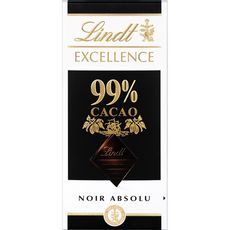LINDT Excellence tablette de chocolat noir dégustation absolu 99% 1 pièce 50g