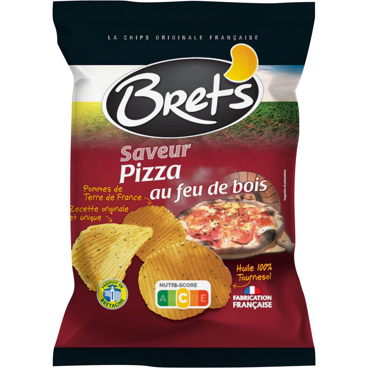 BRETS Chips ondulées saveur pizza au feu de bois 125g pas cher Auchan.fr