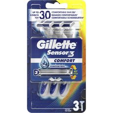 GILLETTE Sensor 3 Comfort rasoirs jetables 3 lames tête pivotante 3 rasoirs
