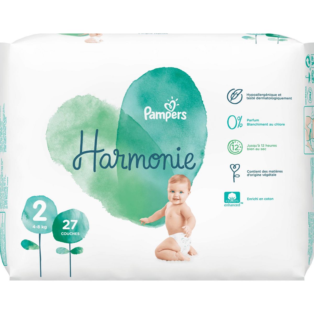 PAMPERS Harmonie couches taille 2 (4-8kg) 27 couches pas cher 