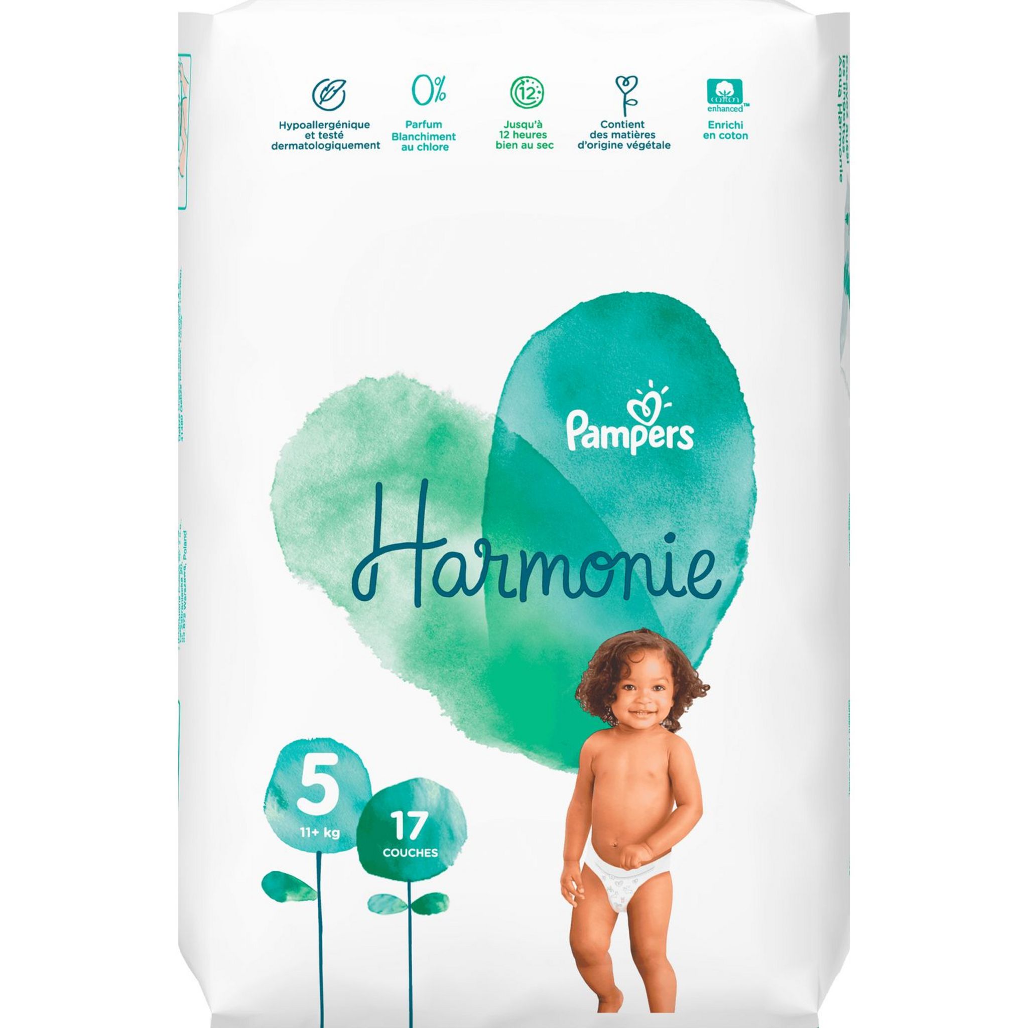 PAMPERS Harmonie couches taille 5 (+11kg) 17 couches pas cher 