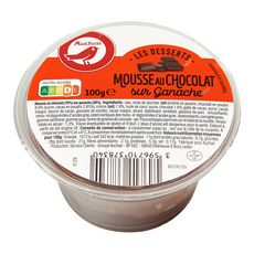 AUCHAN Mousse au chocolat sur ganache 100g