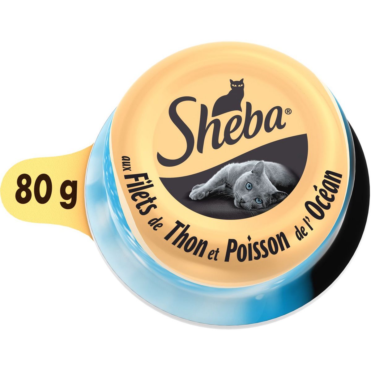 SHEBA Barquette pâtée thon et poisson de l'océan pour chat 80g