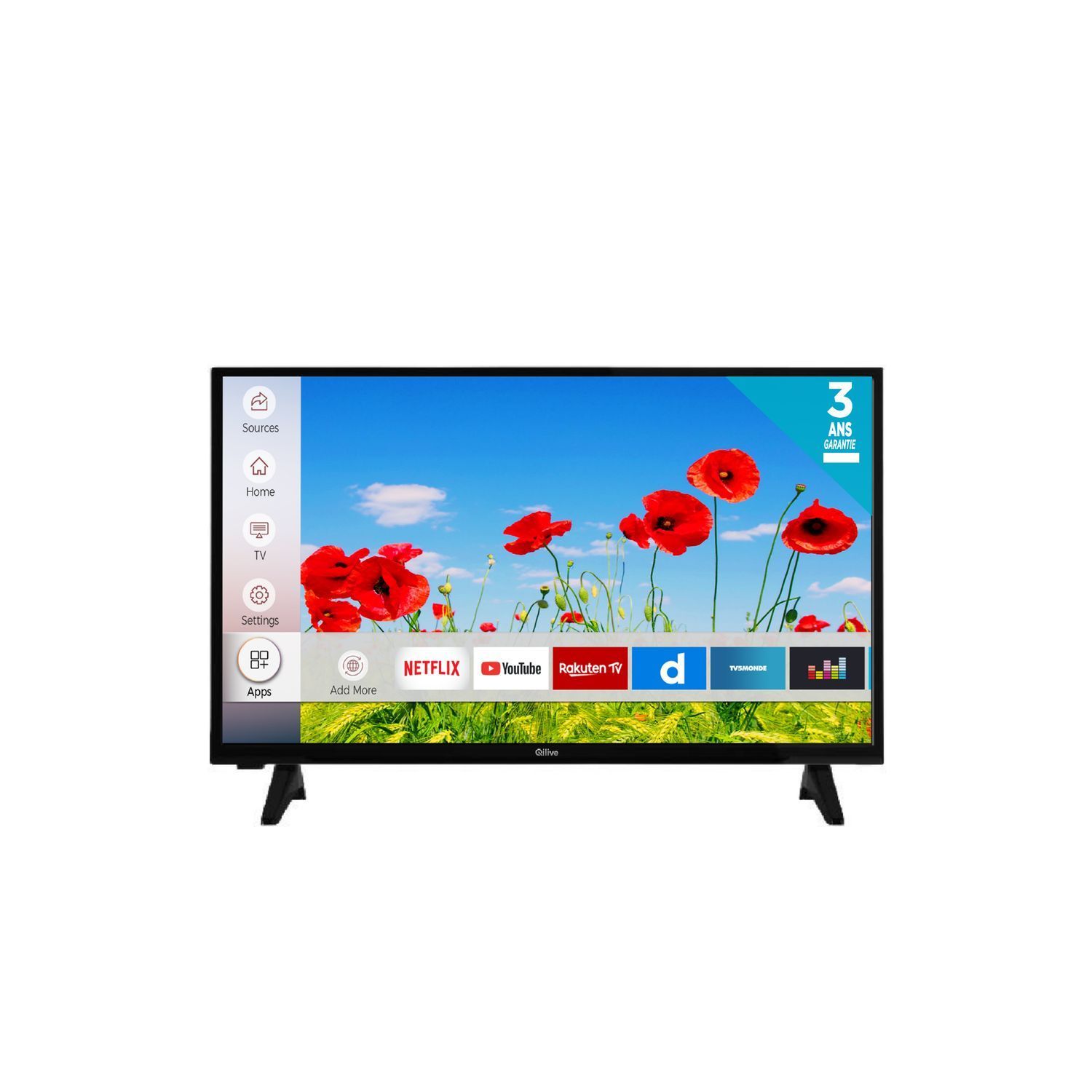 Televisión 60,96 cm (24) LED QILIVE Q24HS231 HD READY, SMART TV, WIFI, TDT  T2, USB reproductor y grabador, 3HDMI, 50HZ.