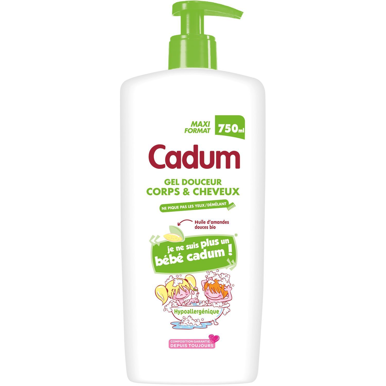 CADUM Gel douche enfant corps & cheveux amande douce bio 750ml pas cher 