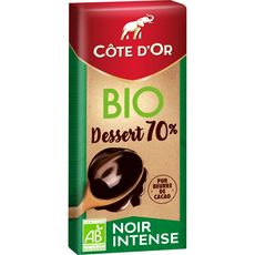 COTE D'OR Tablette de chocolat noir pâtissier bio 70% 1 pièce 150g