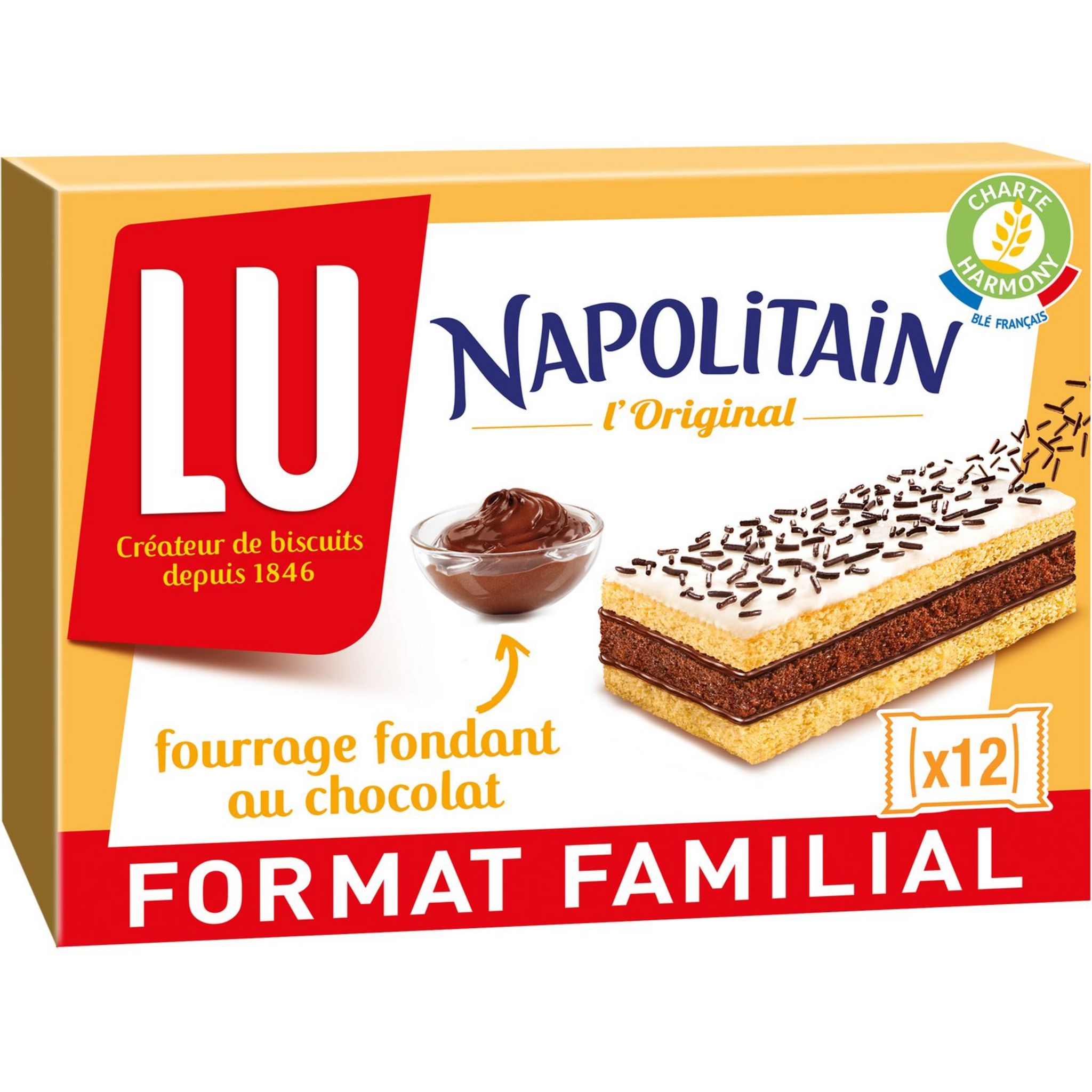 LU Napolitain Le Gâteau Fourrage Fondant au Chocolat Format