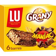 GRANY Maniac barres de céréales enrobées de chocolat 6 barres 160g