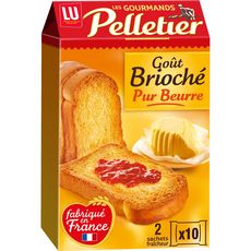 PELLETIER Pain grillé goût brioché pur beurre 2x10 tranches 260g