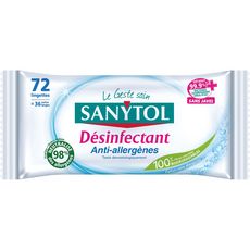 SANYTOL Lingettes désinfectantes biodégradables anti-allergènes 72 lingettes