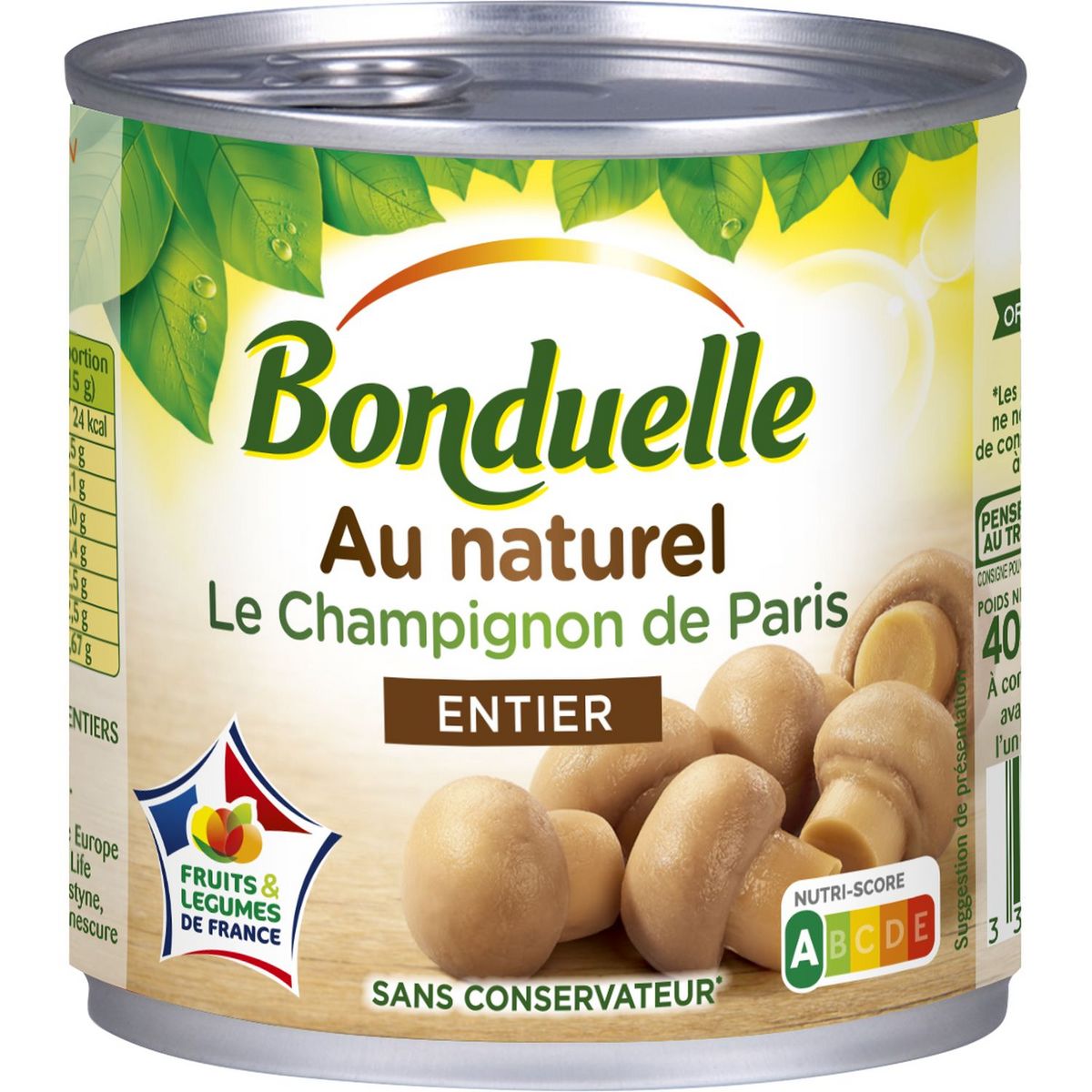 BONDUELLE Champignons de Paris entier au naturel 230g pas cher Auchan.fr