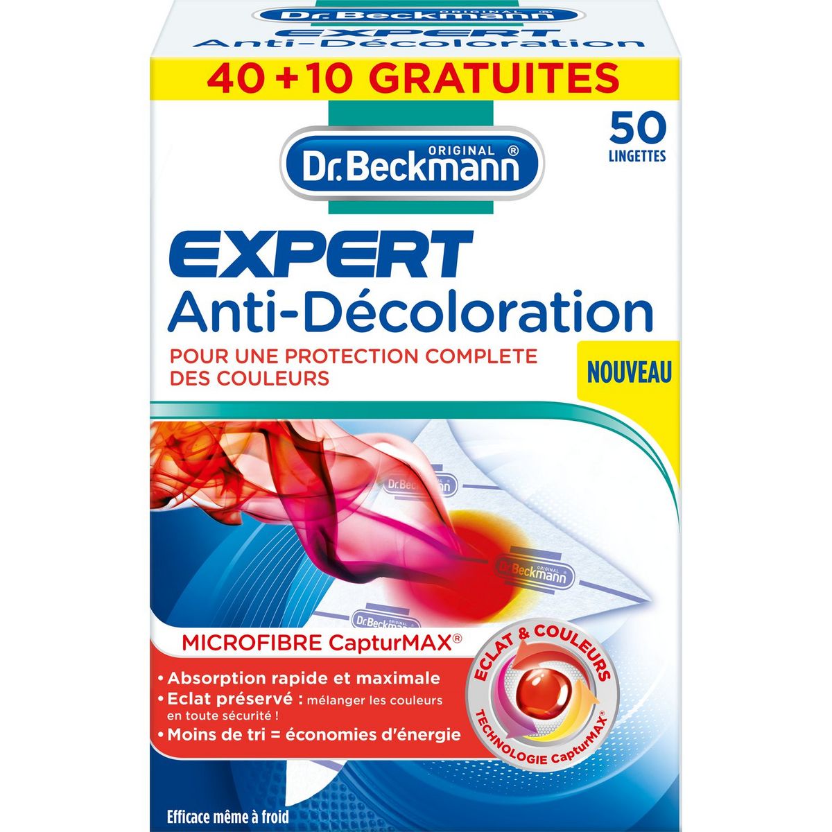 DR BECKMANN Lingettes anti-décoloration en microfibre 40+10 offertes 50 lingettes