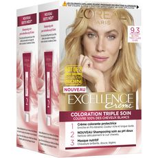 L'OREAL L'Oréal Excellence crème colorante longue durée 9.3 blond clair doré x2 2x4 produits 2 kits