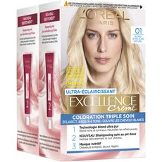 L'OREAL Excellence crème colorante longue durée triple soin 01 blond ultra clair 2x4 produits 2 kits