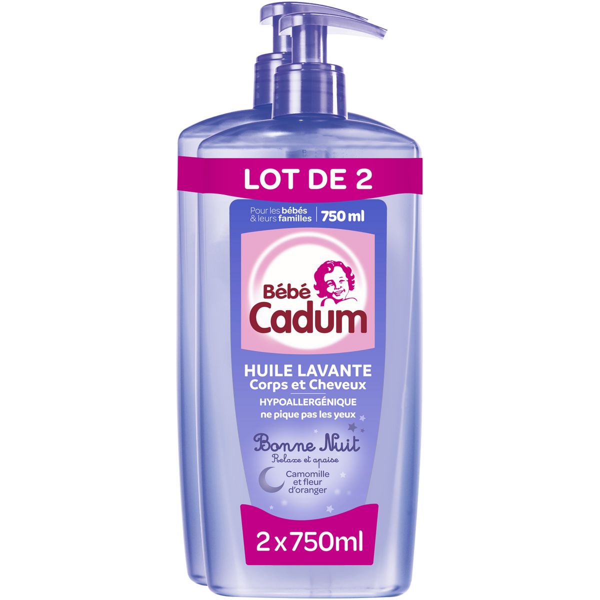 Lot de 2) BEBE CADUM Huile de bain Bonne nuit 750ml - Cdiscount