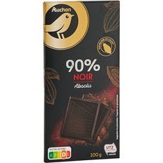 AUCHAN GOURMET Tablette de chocolat noir absolu dégustation 90% 1 pièce 100g
