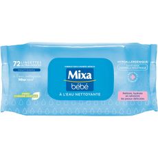 MIXA BEBE Lingettes ultra-douces à l'eau nettoyante 72 lingettes