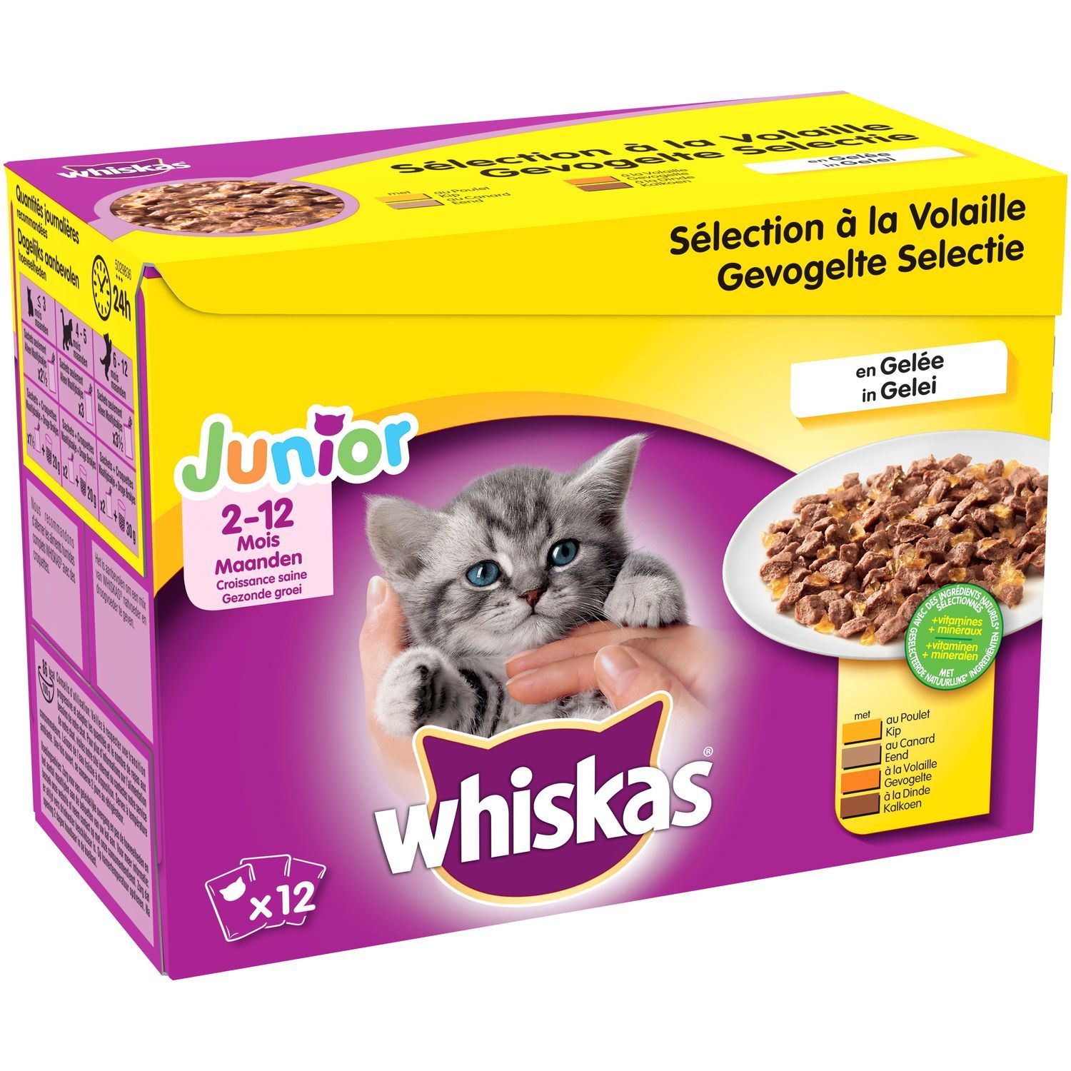 Grossiste Pâtée pour chat en gelée viandes/4 variétés 4x390g - WHISKAS