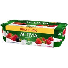 ACTIVIA Activia Yaourt au bifidus aux fruits rouges fraise framboise mixés 8x125g 8x125g