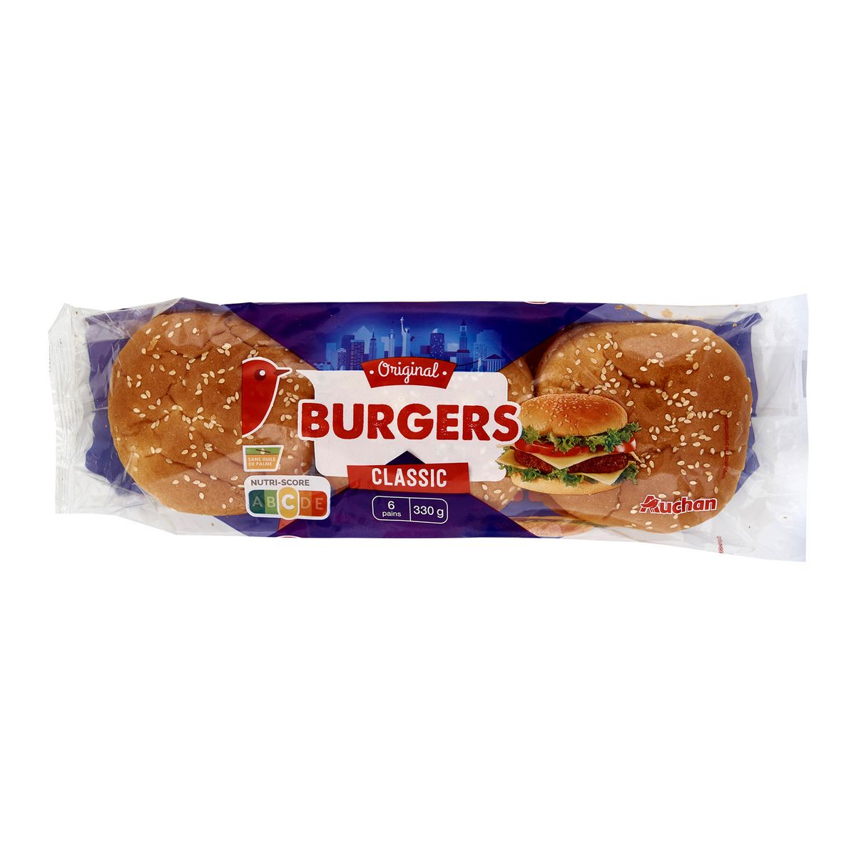 AUCHAN Auchan Pain hamburger x6 -330g 6 pièces 330g