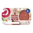 AUCHAN Steaks hachés pur bœuf façon bouchère 5%mg 6 pièces 600g