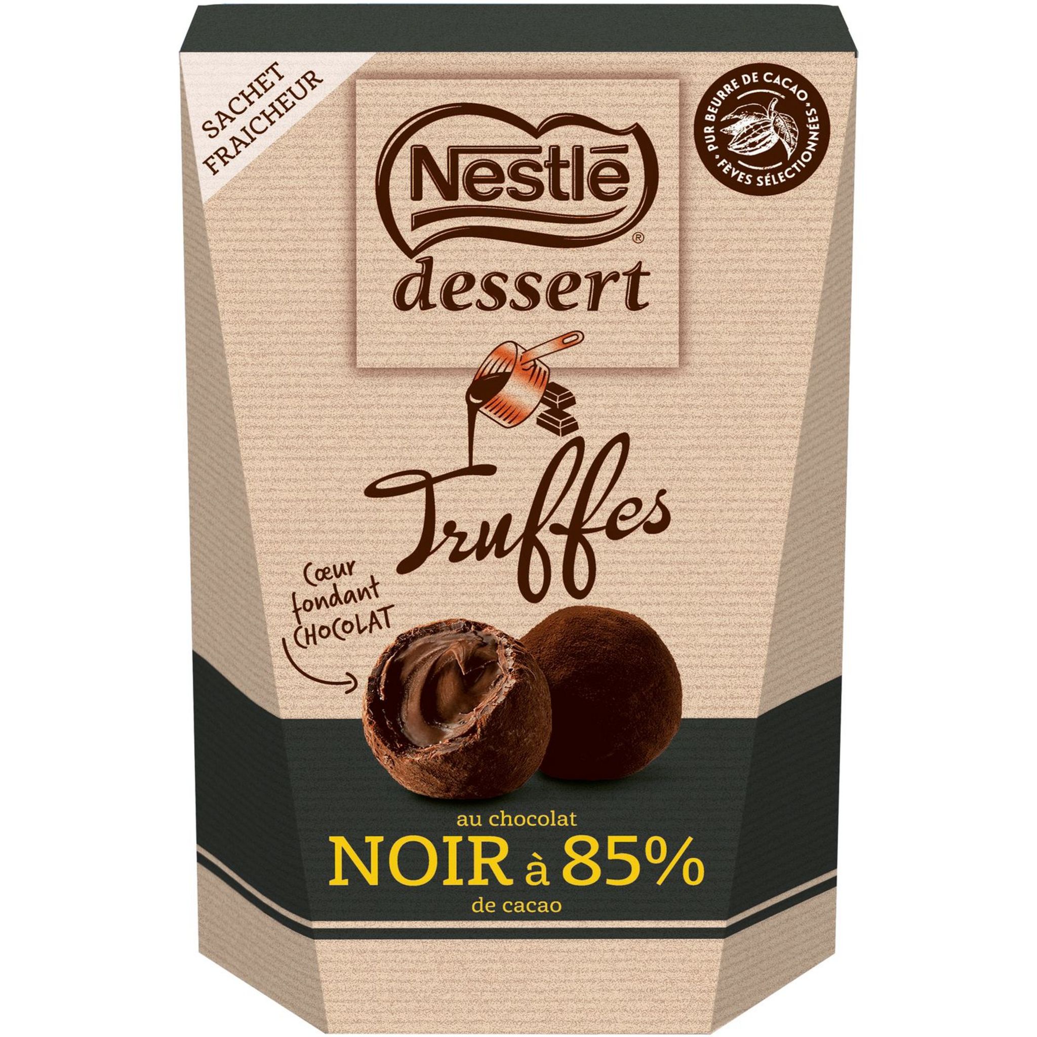 NESTLE Dessert Truffes au chocolat noir 70% de cacao 250g pas cher 